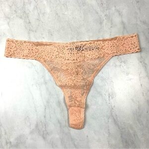 Tell Tale: Floral AllOver Lace Thong Underwear Panties Blush Pink Size XL (NWT)